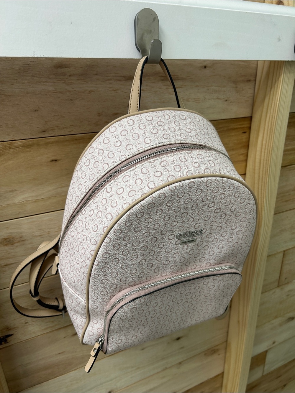 Guess Pale Pink Monogram Logo Backpack - Picture 3 of 8